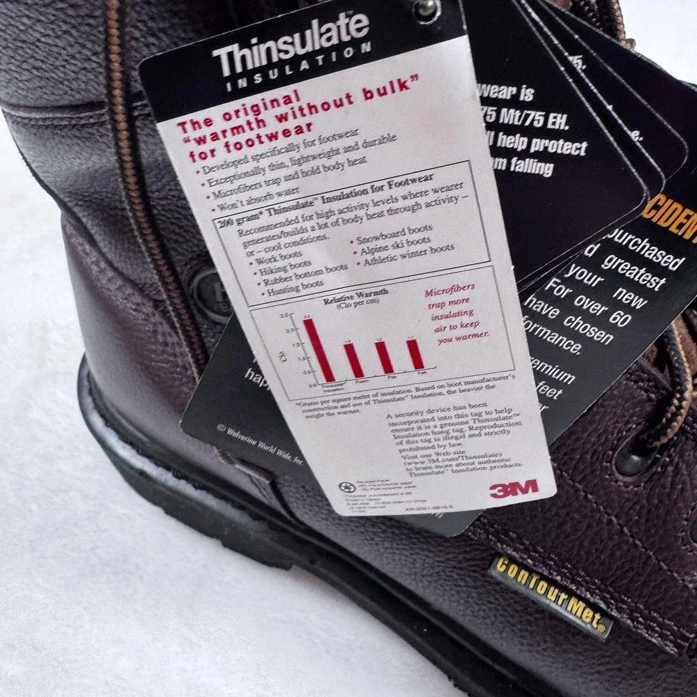 HyTest Work‎ Boots Mens Size 8.5 Brown Waterproof Insulated Safety ContourMet